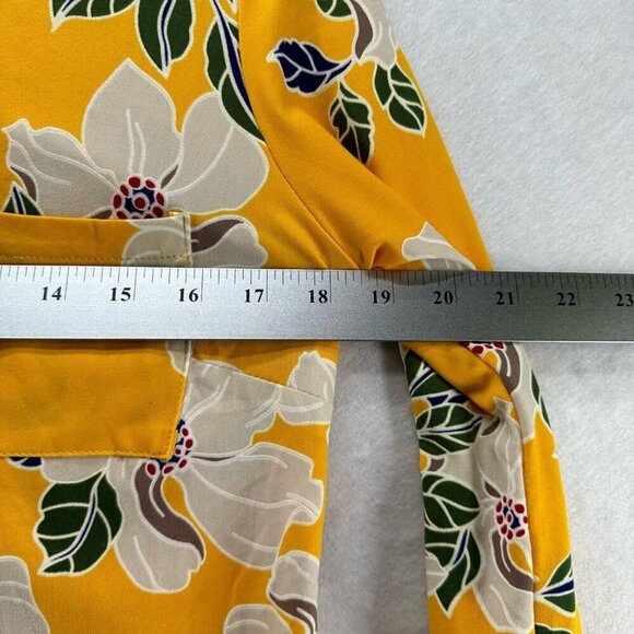 DNA Couture Top Womens Size S Floral Shirt Button Front Long Sleeve Yellow - Picture 9 of 11